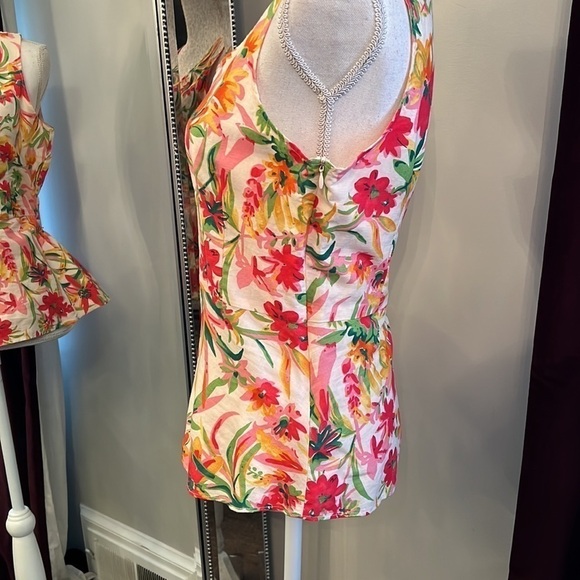 New Without Tags J.Crew Factory Hawaiian Linen Peplum Top Size 4 - Picture 4 of 12